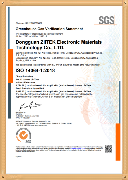 Κίνα Dongguan Ziitek Electronical Material and Technology Co., Ltd Πιστοποιήσεις